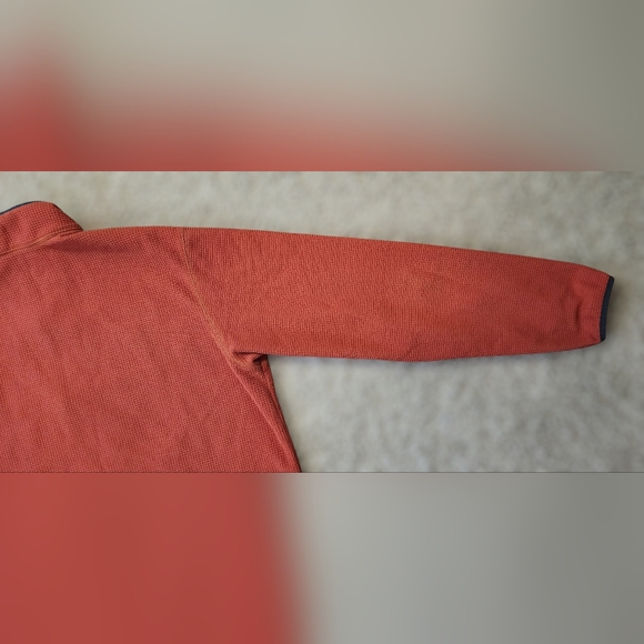 Eddie Bauer Men's XL Tall Quarter-Zip Fleece Pullover Waffle Knit Orange/Rust - Picture 6 of 9